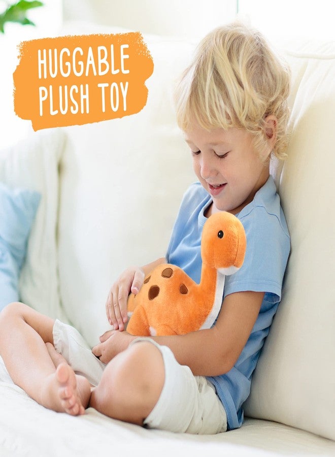 Benben Dinosaur Stuffed Animal, 11.5” Dino Plush Toys, Cute Plushies for Kids, Brachiosaurus, Baby Shower, Easter Decorations, Orange - Image 4